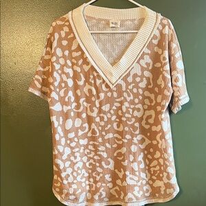 BiBi Tan and White Leopard Print Top
